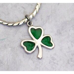 24 inch, Vintage Clover Leaf Sterling Silver Lucky Charm Necklace - CP1